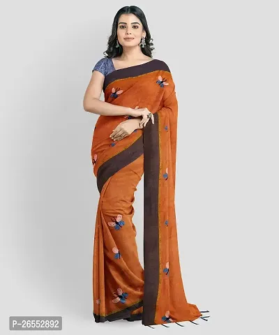 Designer Cotton Blend Saree With Blouse Piece For Women-thumb0