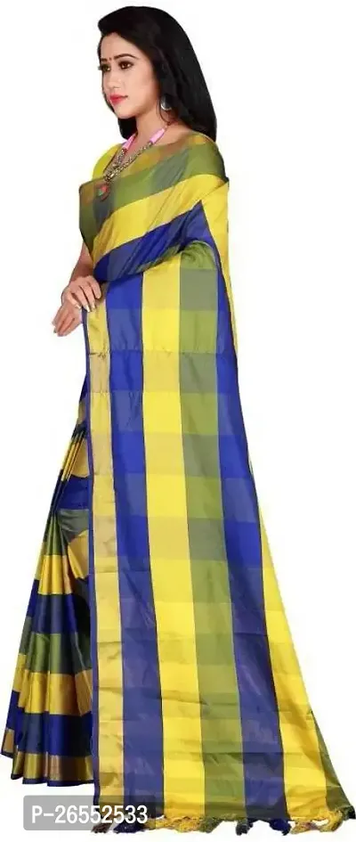 Designer Cotton Blend Saree With Blouse Piece For Women-thumb3