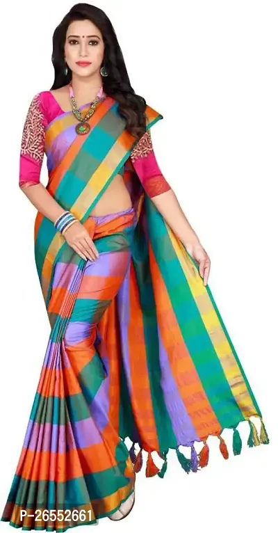 Designer Cotton Silk Saree With Blouse Piece For Women-thumb0