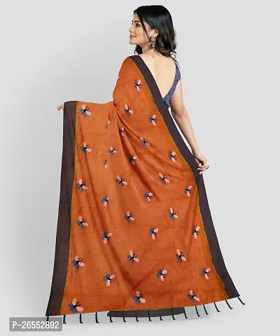 Designer Cotton Blend Saree With Blouse Piece For Women-thumb2