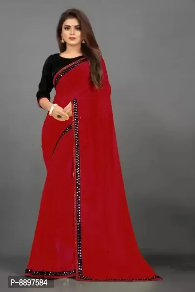 Stunning Maroon Georgette Embellished Saree with Blouse Piece For Women