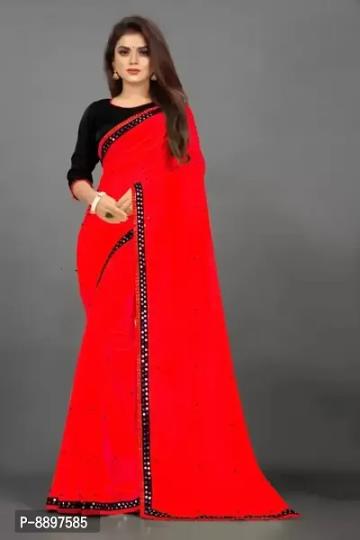 Shop Online Black And Red Georgette Sequins Embroidered Saree SARV136919