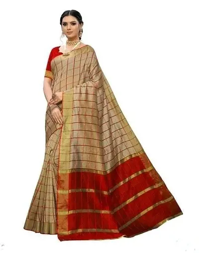 Classic Silk Checked Saree with Blouse piece