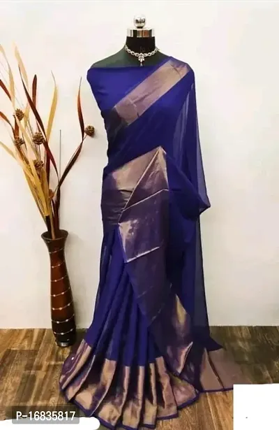 chiffon  saree with blouse-thumb0