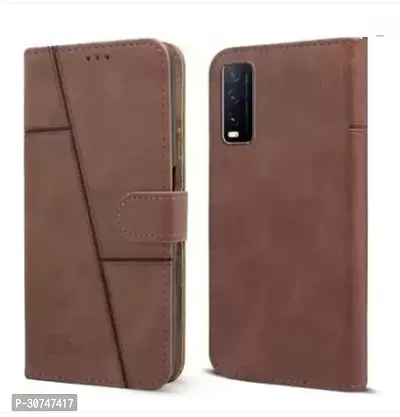 PrintCzar Flip Cover for Vivo Y20Brown Dual Protection Pack of 1-thumb0