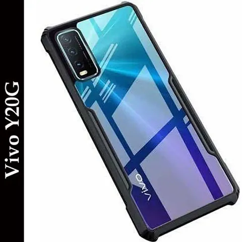 PrintYug Shockproof Crystal Clear Transparent Back Cover for Vivo Y20/Y20i | 360 Degree Protection | Protective Design (Black)