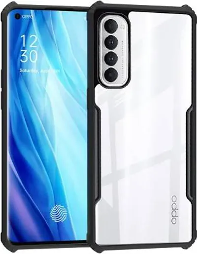 PrintYug Shockproof Crystal Clear Transparent Back Cover Compatible with Oppo Reno 4 Pro | 360 Degree Protection | Protective Design (Black, Bumper)