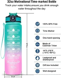 Sipper Water Bottle 1 L with Motivational Time Marker, Leakproof Durable BPA Free Non-Toxic Water Bottle for Office, 1L Water Bottle for Gym-thumb1