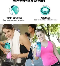 Sipper Water Bottle 1 L with Motivational Time Marker, Leakproof Durable BPA Free Non-Toxic Water Bottle for Office, 1L Water Bottle for Gym-thumb2