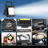 Flashlight Portable USB Rechargeable Light 3 Light Modes with Folding Bracket,Bottle Opener for Fishing Walking Camping（Square）-thumb1