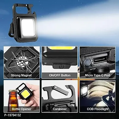 Flashlight Portable USB Rechargeable Light 3 Light Modes with Folding Bracket,Bottle Opener for Fishing Walking Camping（Square）-thumb2