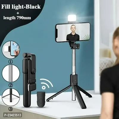 Selfie Stick with Led Light Wireless Remote and Tripod Stand 104cm for All Smartphones-thumb0