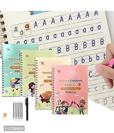 Calligraphy Book with English Language for Preschool Kids Practice Writing Copybook (4book + pen)