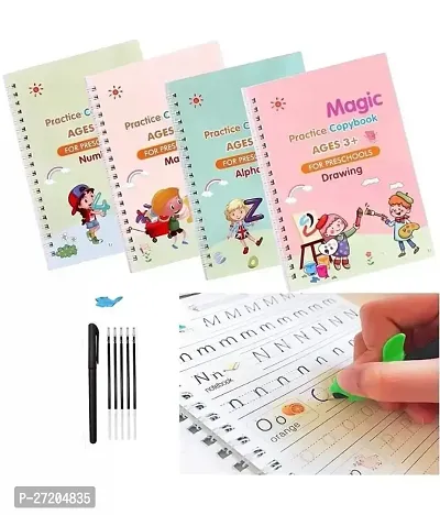 English Calligraphy Handwriting Set Letter Writing Drawing Mathematics Number Tracing Book with Magical Pen + Refill for Kids