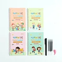 Magic Practice Copybook, Number Tracing Book for Preschoolers with Pen, Magic Calligraphy Copybook Set Practical Reusable Writing Tool Simple Hand Lettering (4 BOOK + 10 REFILL+ 2 Pen +2 Grip)-thumb1