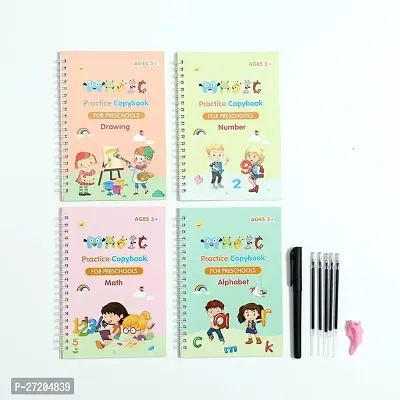 Magic Practice Copybook, Number Tracing Book for Preschoolers with Pen, Magic Calligraphy Copybook Set Practical Reusable Writing Tool Simple Hand Lettering (4 BOOK + 10 REFILL+ 2 Pen +2 Grip)-thumb2