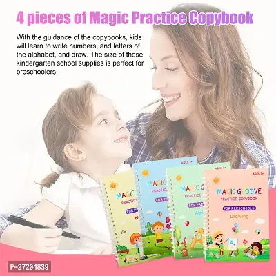 Magic Practice Copybook, Number Tracing Book for Preschoolers with Pen, Magic Calligraphy Copybook Set Practical Reusable Writing Tool Simple Hand Lettering (4 BOOK + 10 REFILL+ 2 Pen +2 Grip)-thumb5