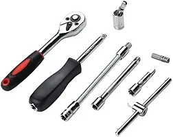 screwdriver tool 46 Piece 1/4 Drive Socket Ratchet Wrench Bit Repair Tool Kit - Ideal for Automotive Repairs Quick-Release Ratchet Handle, Portable Case-thumb1