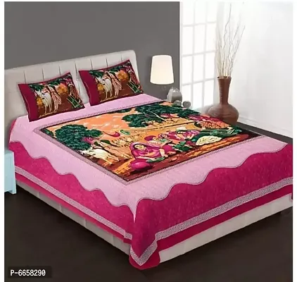 Cotton jaipuri printed queen size double bedsheet-thumb0