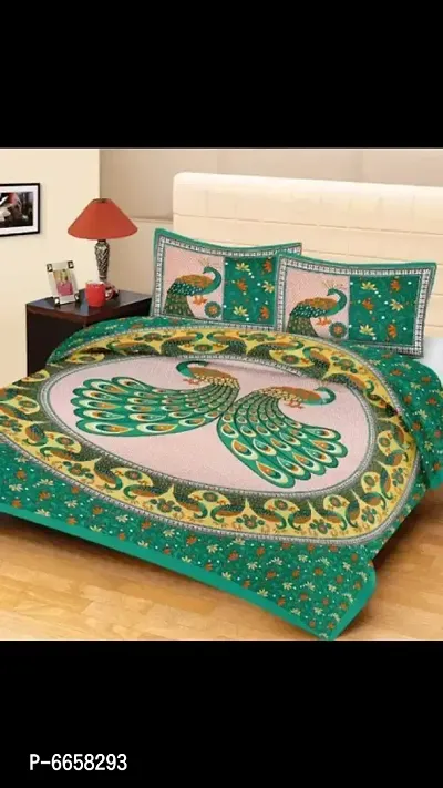 Cotton jaipuri printed queen size double bedsheet