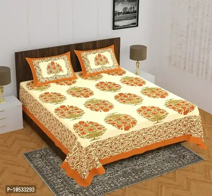 104 TC Cotton Double Jaipuri Prints Flat Bedsheet