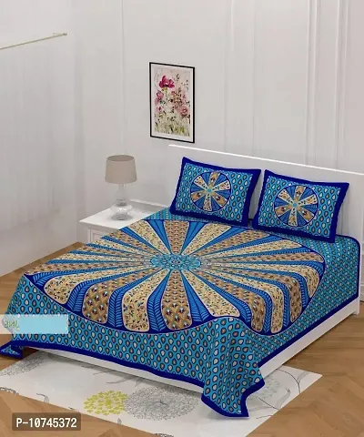 JAIPURI Cotton Printed Double Bedsheet with 2 Pillow Cover