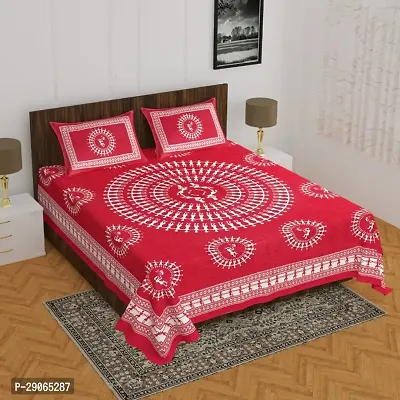 Trendy Cotton Jaipuri Printed Double Bedsheet With Pillow Cover-thumb0