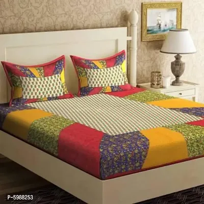 Cotton Jaipuri Printed Bedsheet With 2 Pillow Cover-thumb0