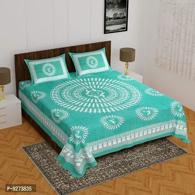 104 TC Cotton Double Jaipuri Prints Flat Bedsheet