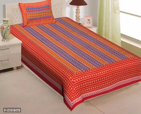 Fancy Cotton Single Bedsheets With 1 Pillow Cover-thumb0