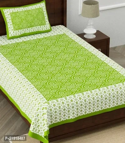 Fancy Cotton Single Bedsheets With 1 Pillow Cover-thumb0