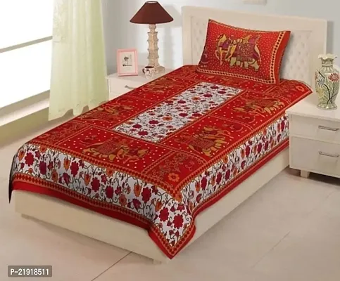 Fancy Cotton Single Bedsheets With 1 Pillow Cover