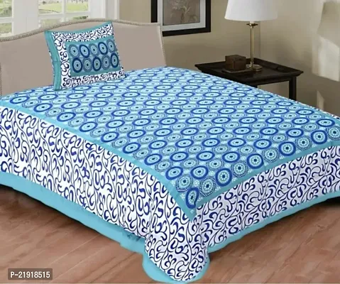 Fancy Cotton Single Bedsheets With 1 Pillow Cover-thumb0