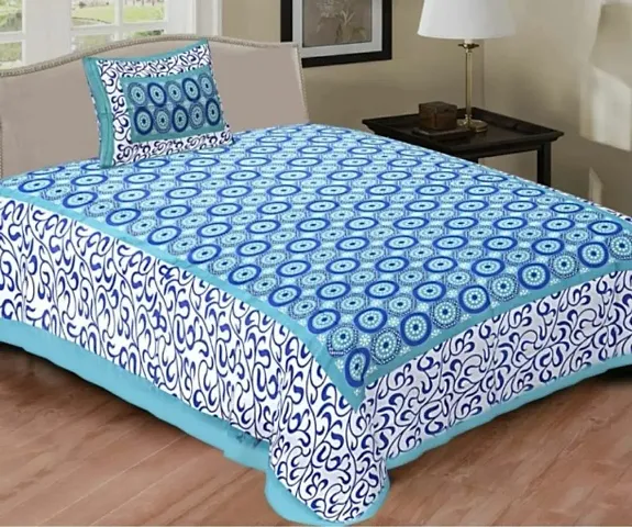Cotton Single Bedsheets With 1 Pillow Cover