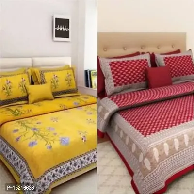 104 TC Cotton Double Jaipuri Prints Flat Bedsheet