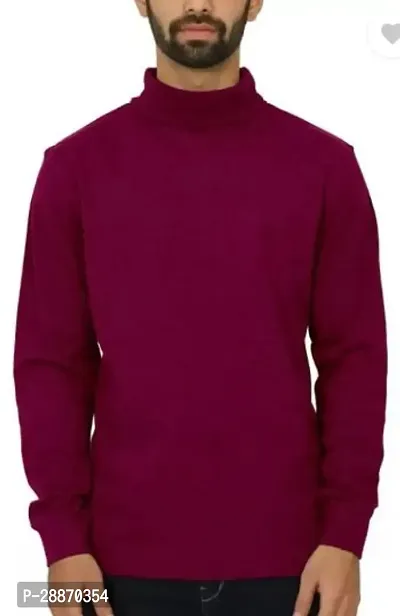 Reliable Purple Cotton Solid High Neck Tees For Men