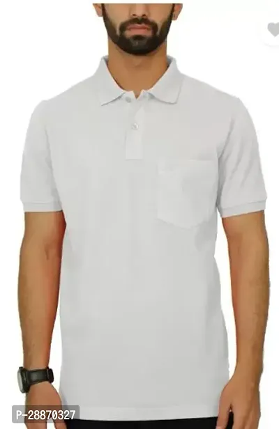 Reliable White Cotton Solid Polos For Men-thumb0