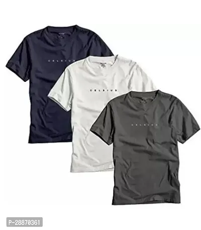 Reliable Cotton Solid Round Neck Tees For Men Pack Of 3