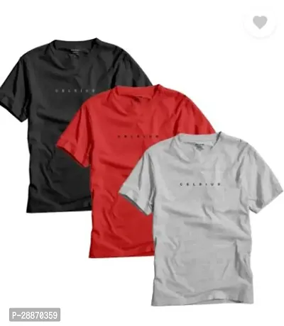 Reliable Cotton Solid Round Neck Tees For Men Pack Of 3