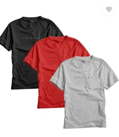 Reliable Solid Round Neck Tees For Men Pack Of 3