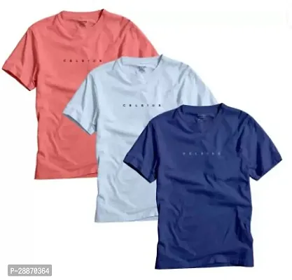 Reliable Cotton Solid Round Neck Tees For Men Pack Of 3