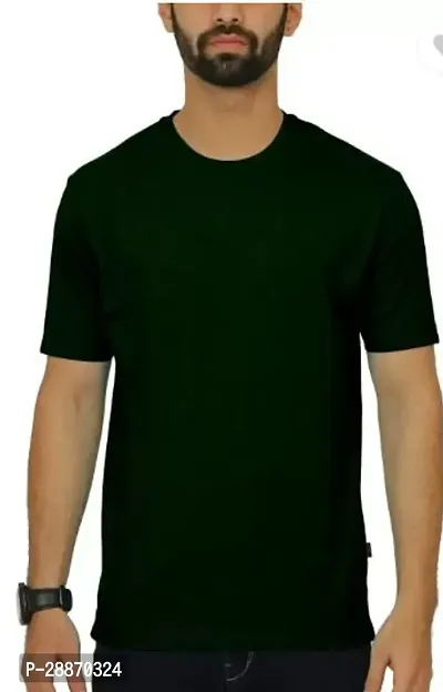 Reliable Green Cotton Solid Round Neck Tees For Men
