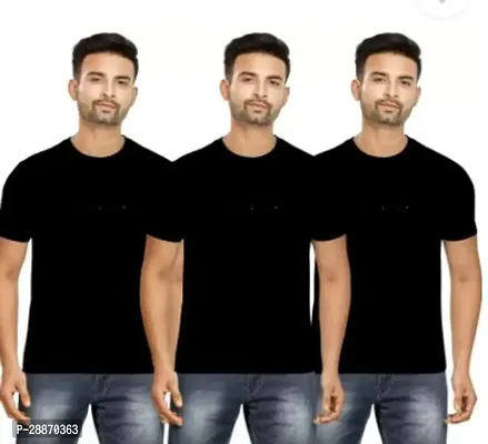 Reliable Cotton Solid Round Neck Tees For Men Pack Of 3