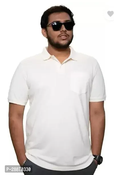 Reliable White Cotton Solid Polos For Men-thumb0