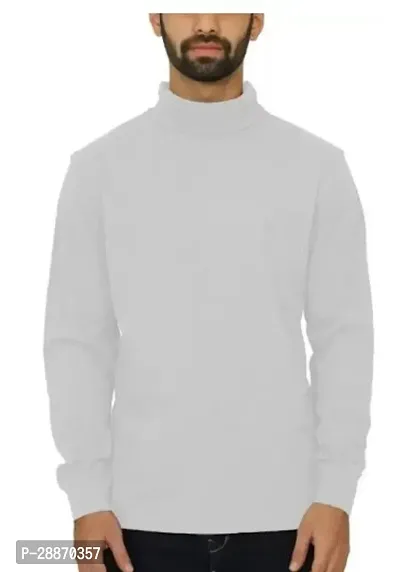 Reliable White Cotton Solid High Neck Tees For Men