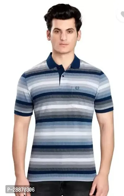 Reliable White Cotton Striped Polos For Men-thumb0