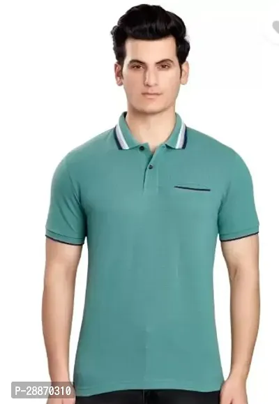 Reliable Green Cotton Solid Polos For Men