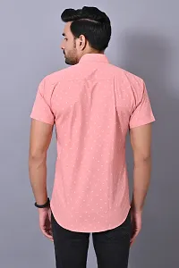 Men Cotton Printed Casual Half Sleeves Pink Shirt-thumb4