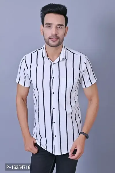 Comfy Retro Mens White Lining Half Sleeves Shirt