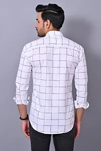 Tarun Collection Mens Slim Fit Full Sleeve White Color Check Print Casual Cotton Shirt.-thumb2